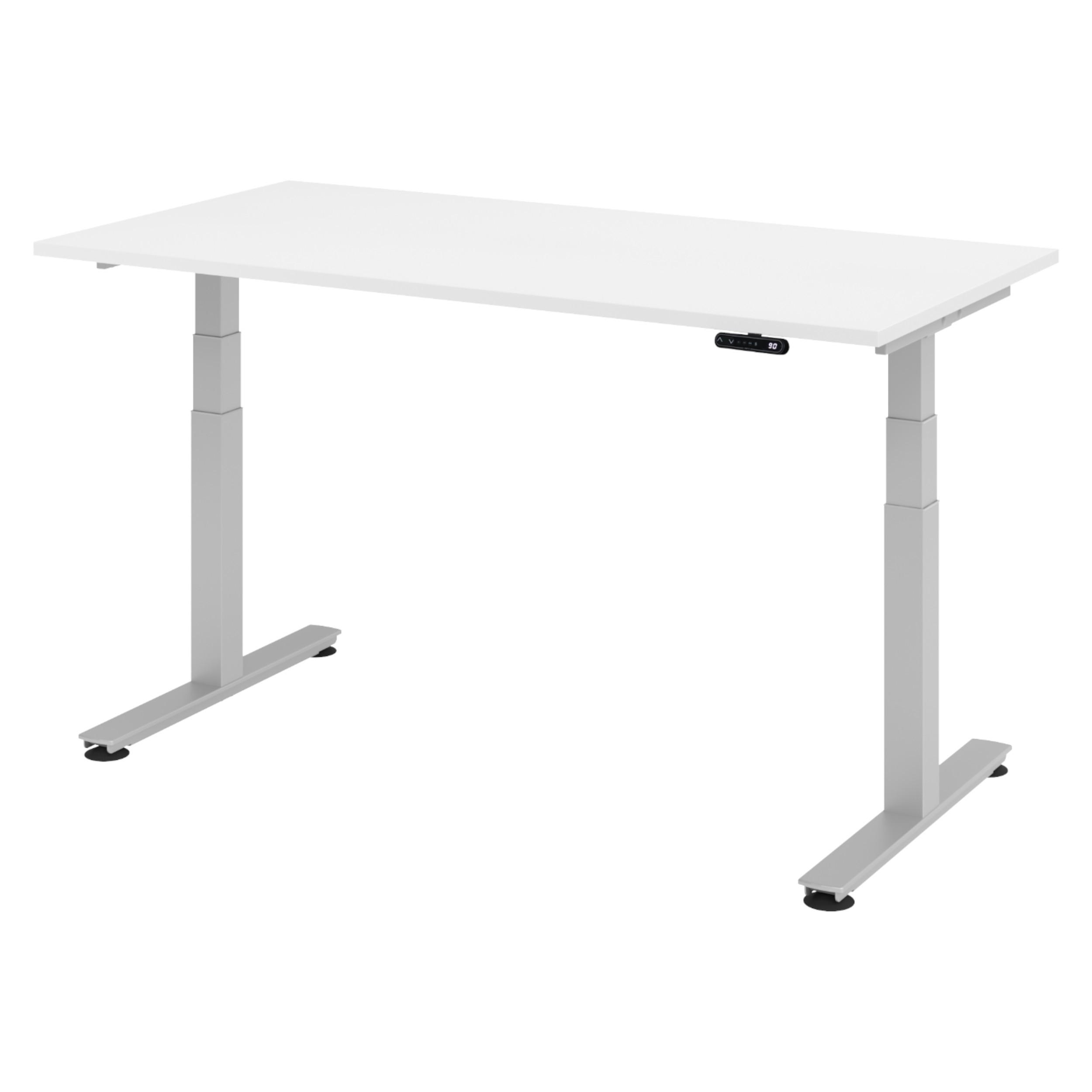 SCHREIBTISCH elektrisch XDSM 80/160/72 cm in Weiß/Silberfarben - Silberfarben/Weiß, Holzwerkstoff (80/160/72cm) - bümö
