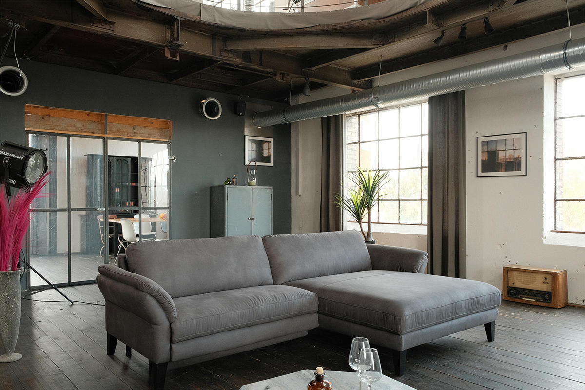 ECKSOFA MIT MOTORISCHER RELAXFUNKTION MALTA Grau Webstoff - Schwarz/Grau, Buchenholz/Textil (302/175cm) - KAWOLA