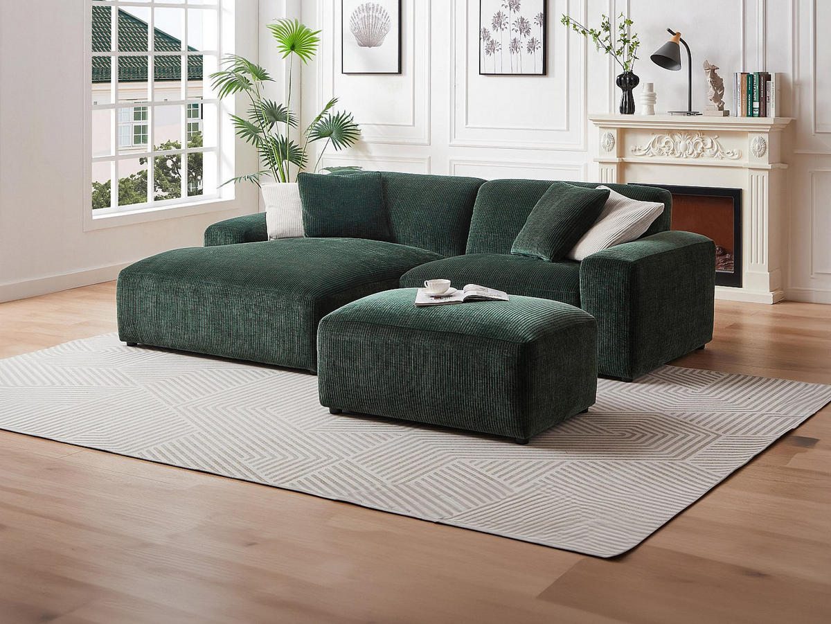 SOFA - 4 Personen - samt - tannengrün Tirono - Waldgrün, Kunststoff/Textil (254/80/161cm) - Vente-Unique