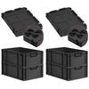 EUROBOX 4x NextGen Color mit Auflagedeckel 22x40x60 cm 44 Liter Schwarz Griffe schwarz zu - Anthrazit/Schwarz, Kunststoff (40/22/60cm) - PROREGAL