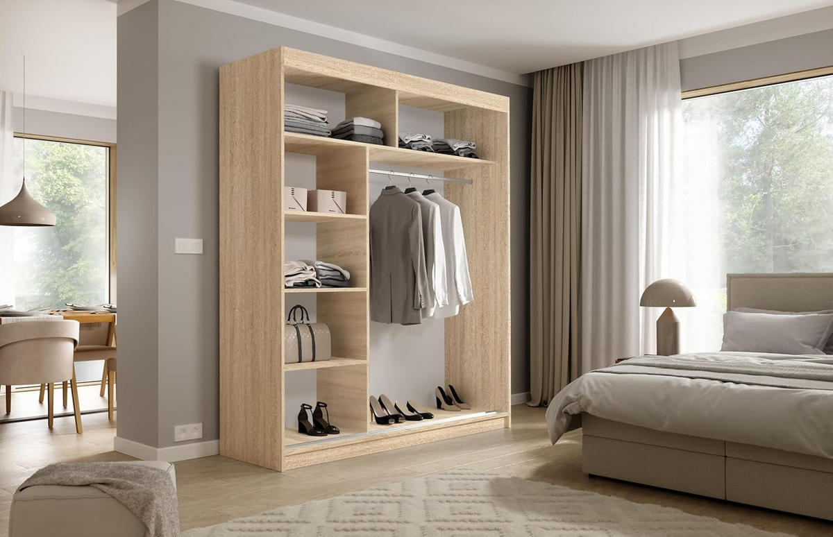 SCHIEBETÜRENSCHRANK 180 Sonoma oak 180x59x215,5 cm - Sonoma Eiche, Holzwerkstoff (180/215.5/59cm) - Mobelsta