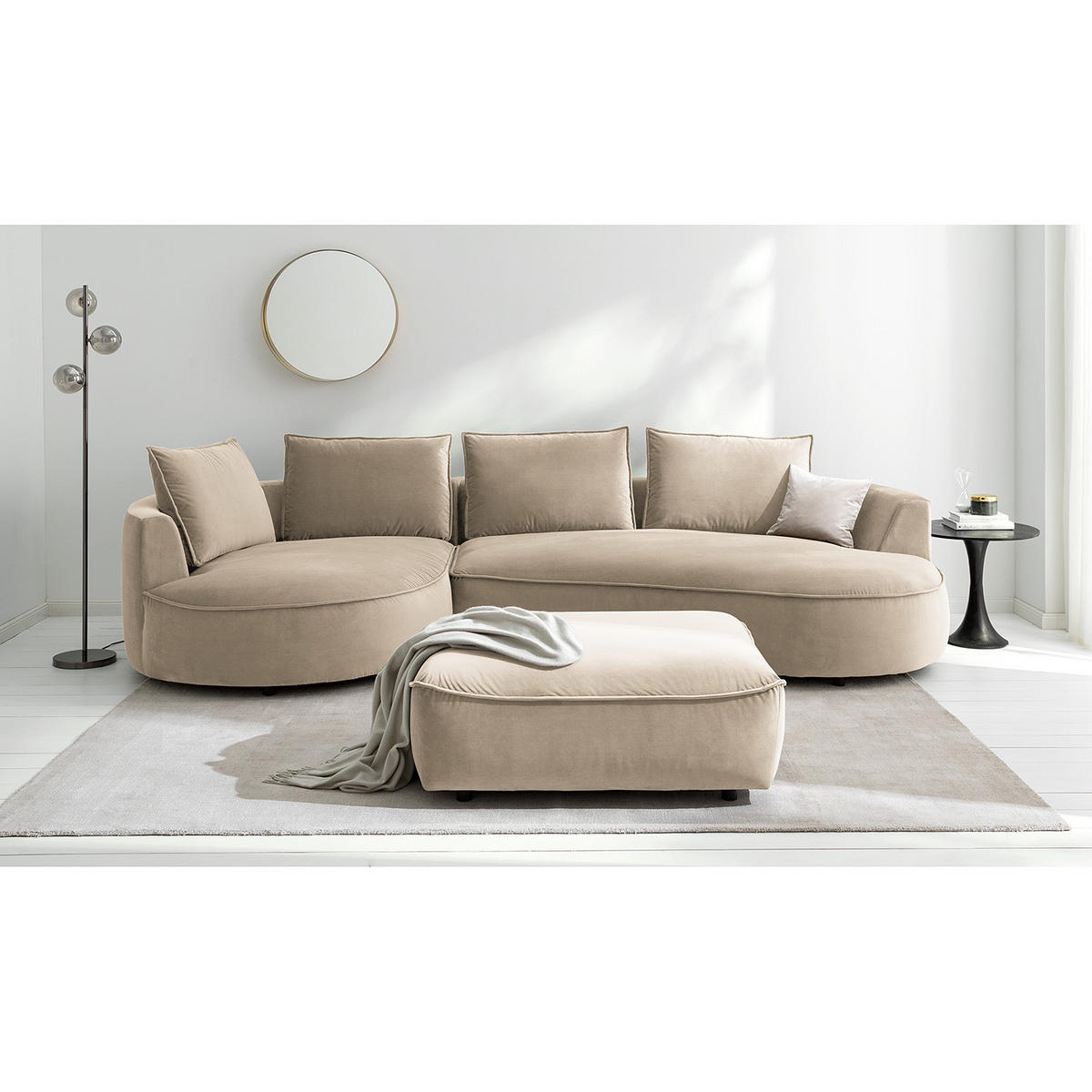 BIGSOFA - Beige, Naturmaterialien/Kunststoff (322/82/154cm) - home24