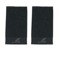 GÄSTEHANDTÜCHER Black Line Stone Mr schwarz 2er Set - Schwarz, Textil (30/50cm) - done