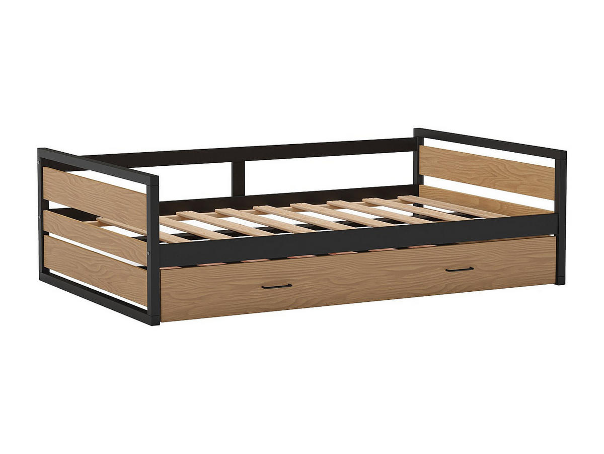 BETTRAHMEN - 1 Person - holz - naturfarben hell Boston - Naturfarben, Holz/Metall (120/200cm) - Vente-Unique