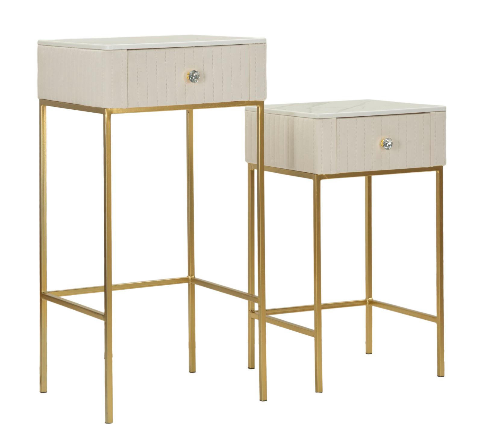 Mauro Ferretti Beistelltische Creme, Gold 45x90x45 cm