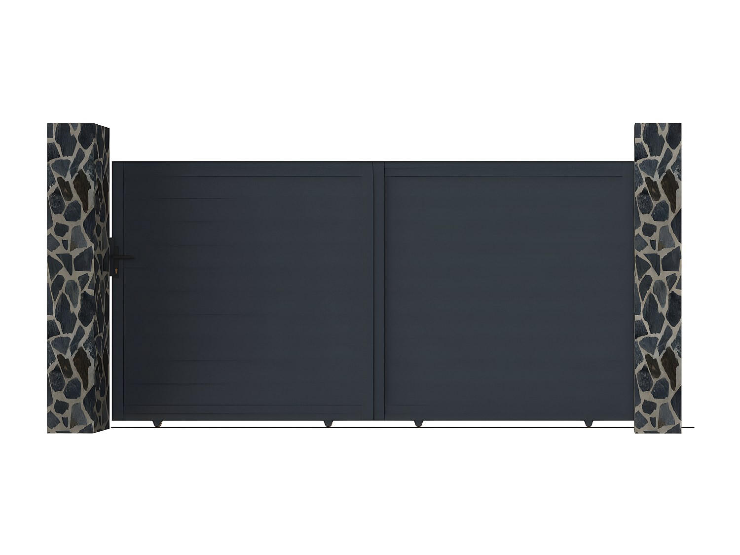 SCHIEBETOR - 348cm x 4.6cm - Aluminium - anthrazitgrau - NAZARIO - Anthrazit, Metall (348/178cm) - Vente-Unique