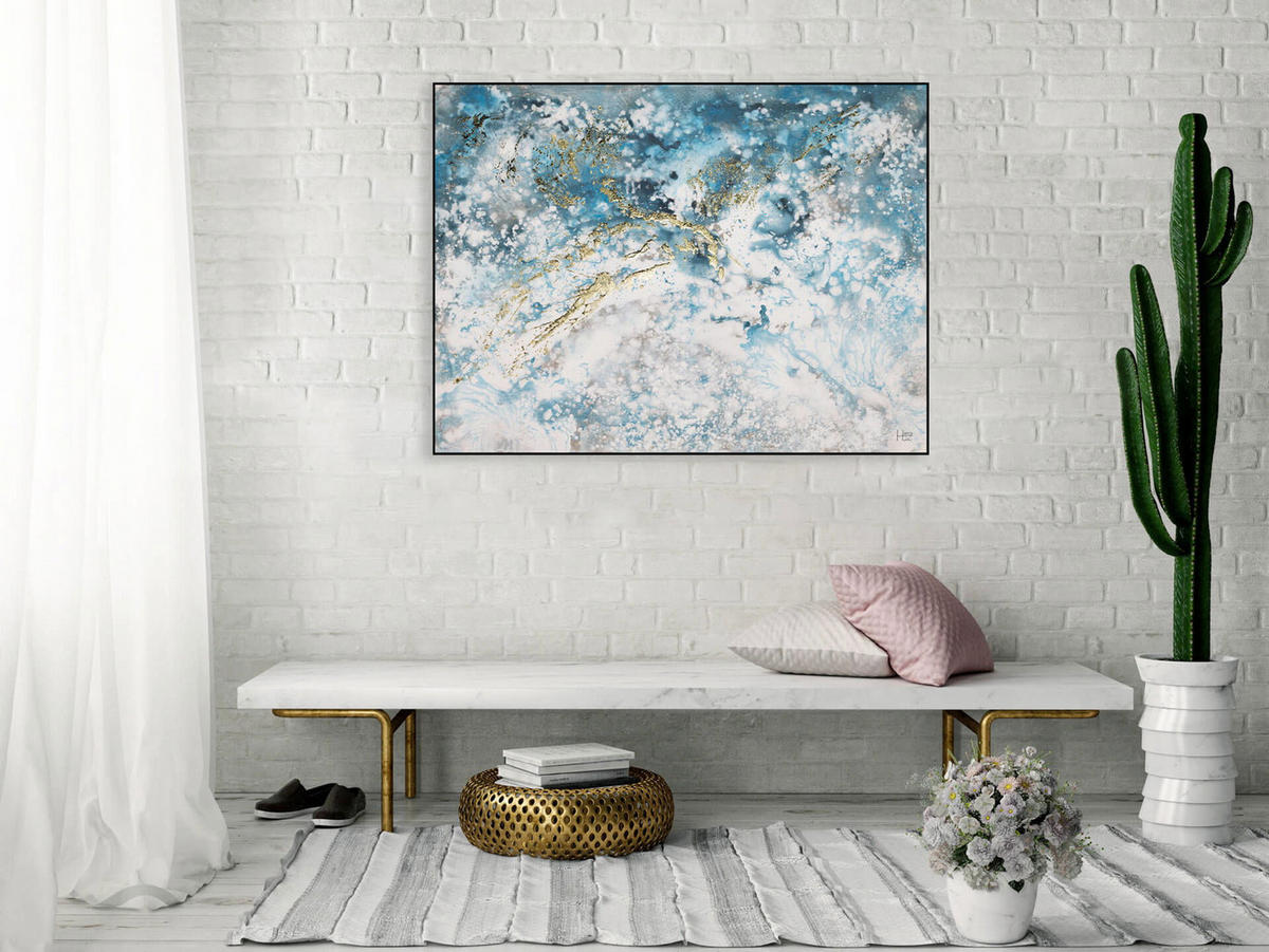 ACRYLBILD HANDGEMALT 100/75 cm - Blau/Weiß, Holz/Textil (1.78/75cm) - KUNSTLOFT