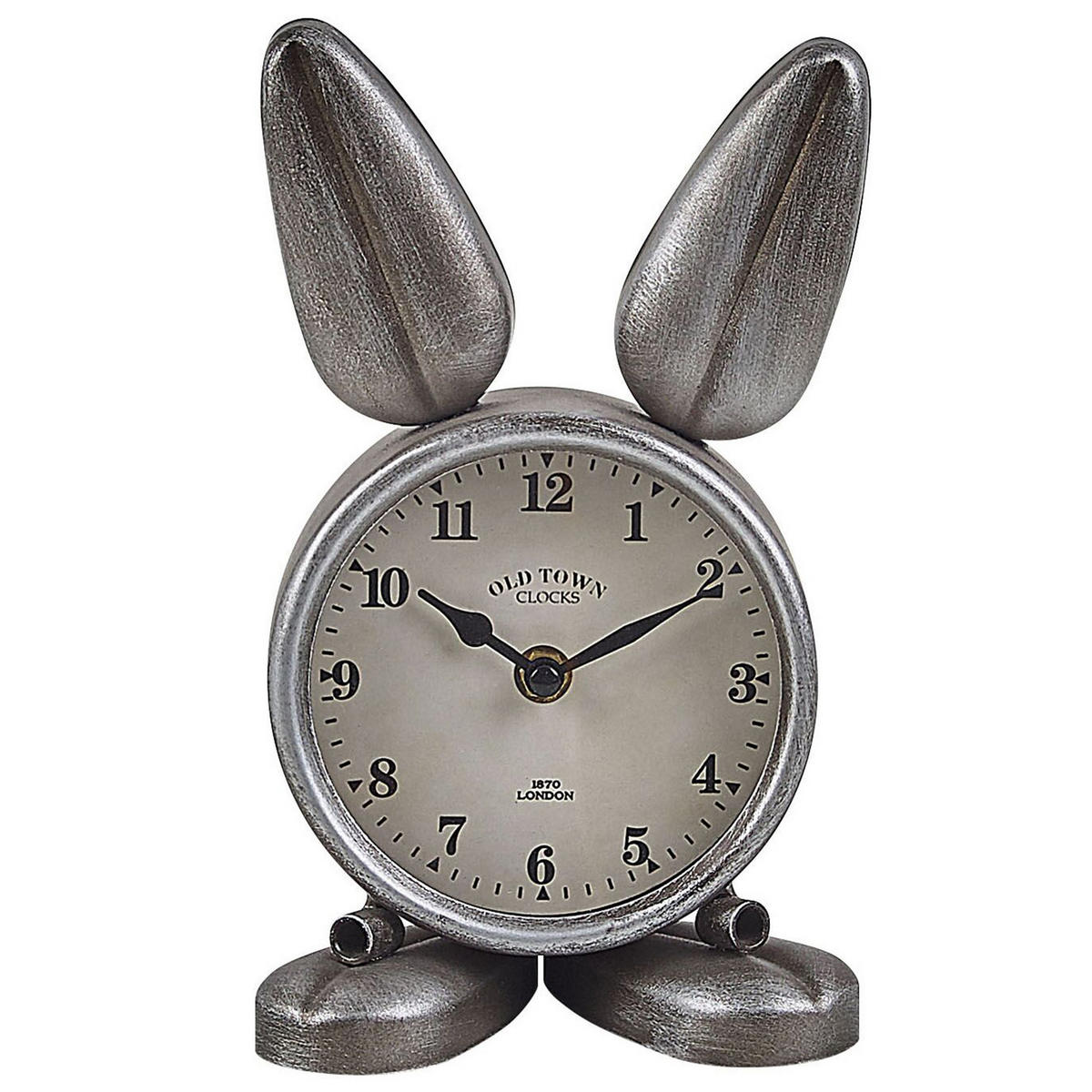 TISCHUHR Silber/Weiß/Schwarz Thusis - Silberfarben/Schwarz, Metall (15/24/10cm) - Beliani