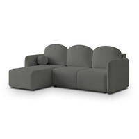 ECKSOFA SUVINO Grau Boucle-Stoff mit Schlaffunktion - Grau, Holz (230/143cm) - MASSENO