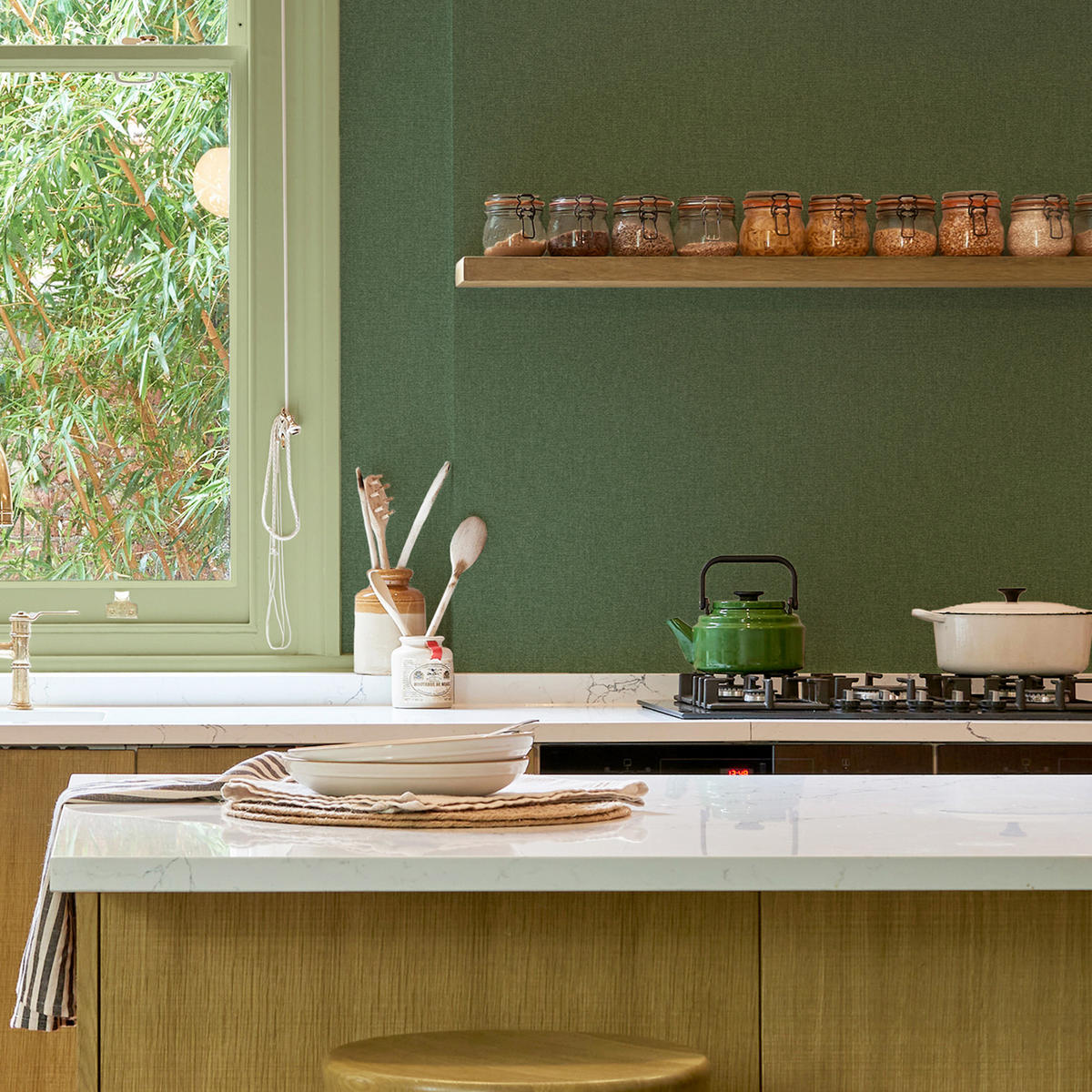 VLIESTAPETE Landhaus Palme - Grün, Papier/Kunststoff (52/1000cm) - Graham & Brown