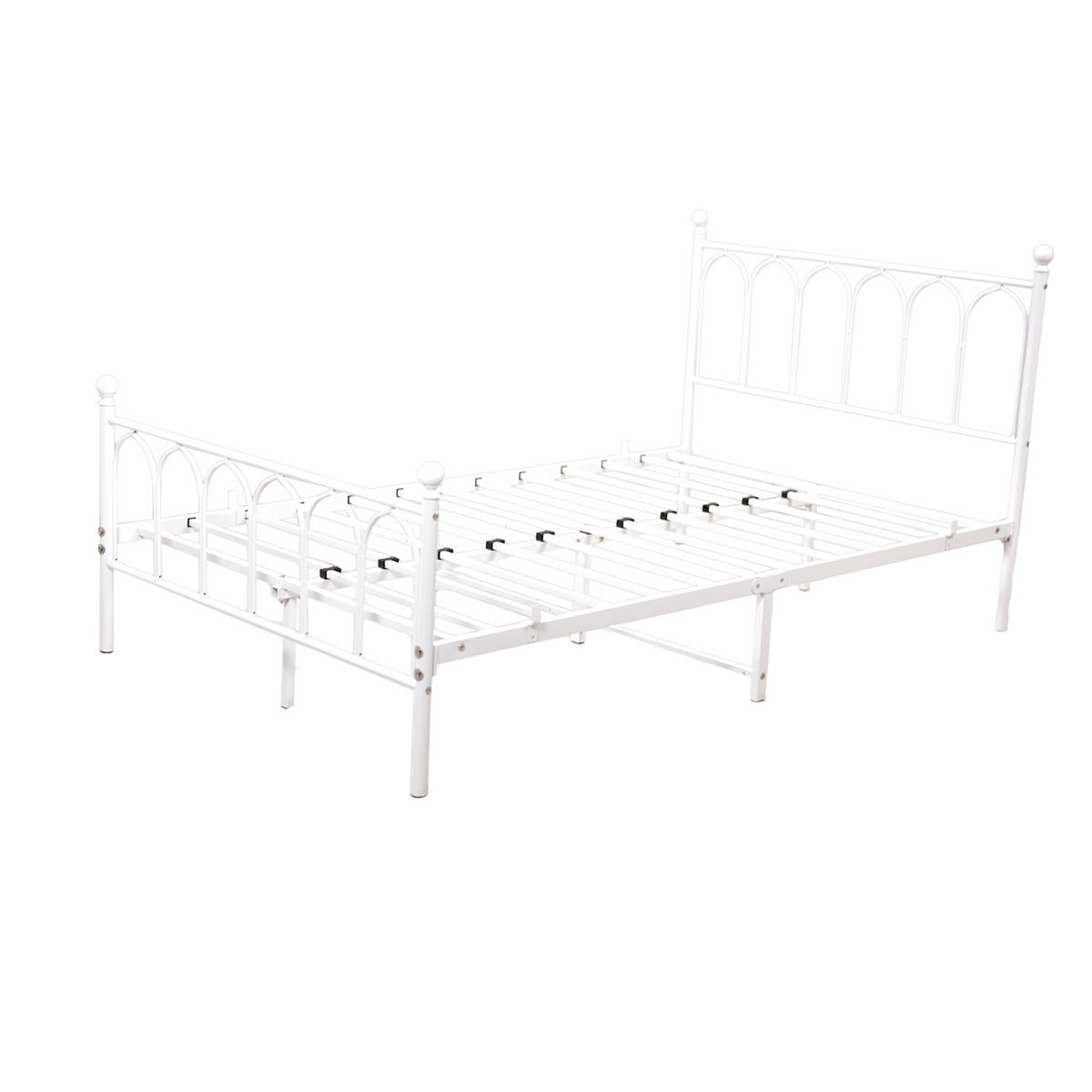 EINZELBETT 90/200 cm Weiß Bettgestell aus Metall - Weiß, Metall (90/200cm) - OKWISH