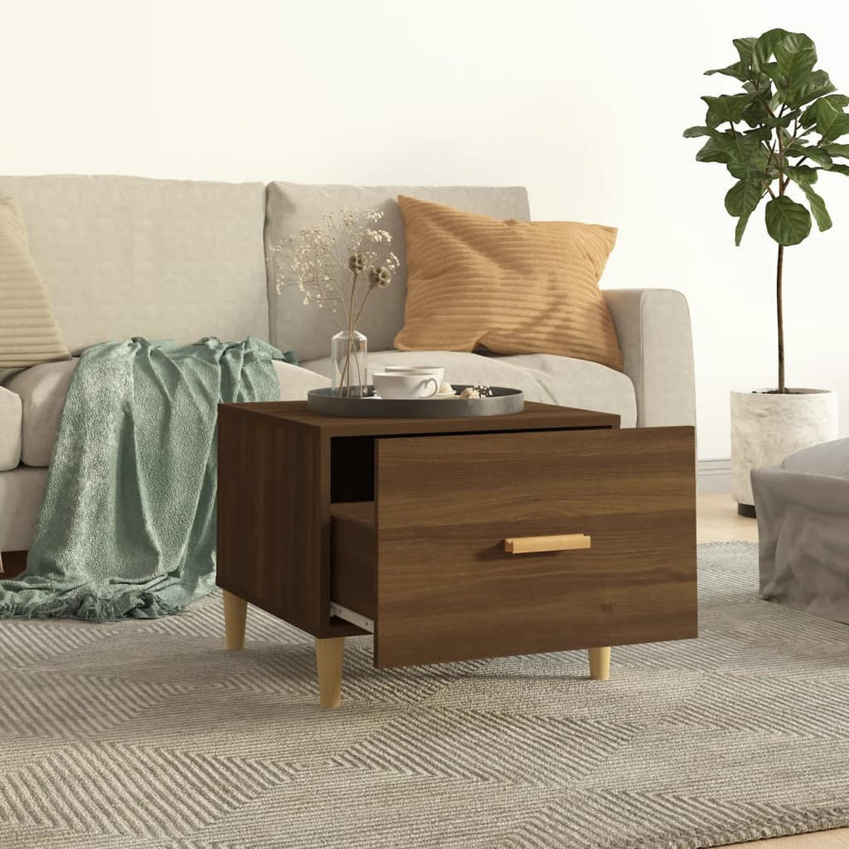 COUCHTISCH Braun Eiche 50x50x40 cm Holzwerkstoff - Braun, Holzwerkstoff (50/50/40cm) - furnicato