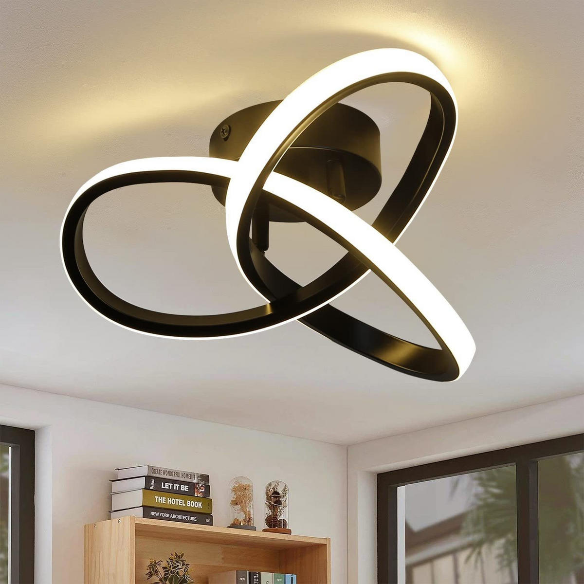 LED-DECKENLEUCHTE Möbius 25.5/25.5/12 cm - Schwarz, Kunststoff (25.5/25.5/12cm) - Nettlife