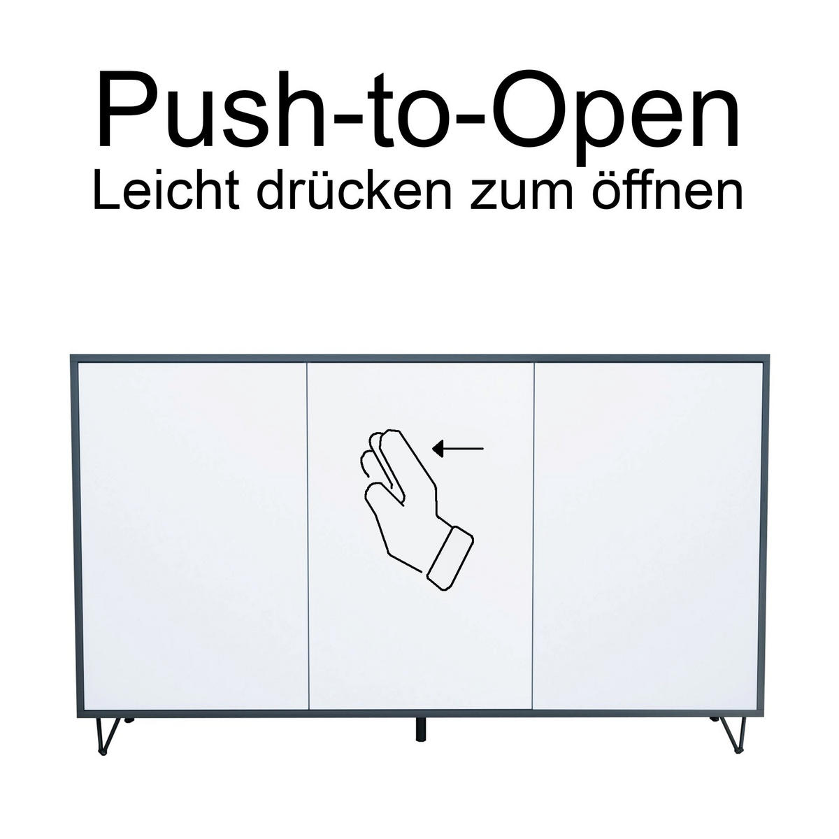 SIDEBOARD Elisa, Kommode mit Push-to-Open, Made in Germany, Moderner Schrank, Anthrazit matt/Weiß matt (152,5 x 90,5 x 37 cm) - Weiß, Holzwerkstoff (152.5/90.5/37cm) - InnoFurn