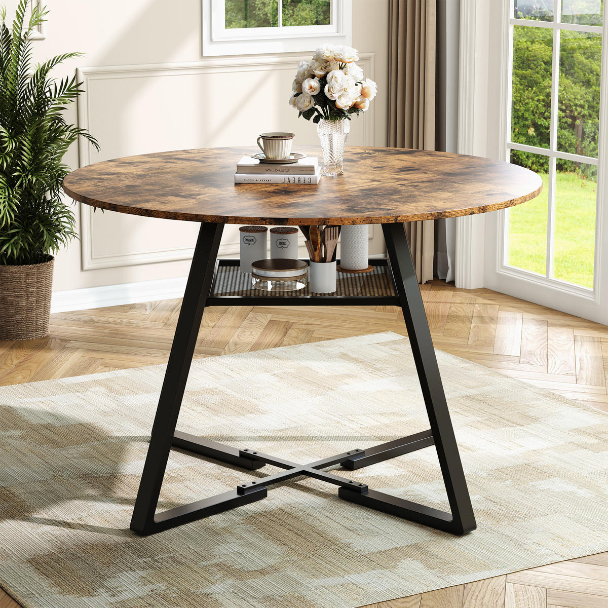ESSTISCH rund 120 cm 4 Personen schwarz - Schwarz, Holz (120/120/75cm) - Fortuna Lai