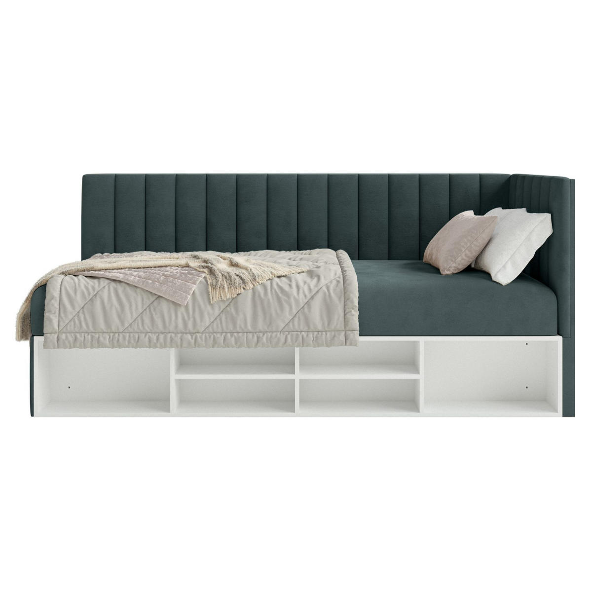 JUGENDBETT Ventrio Blaugrau Easy-Clean-Samtbezug 90x200 cm - Hellgrau, Holz/Textil (90/200cm) - Selsey