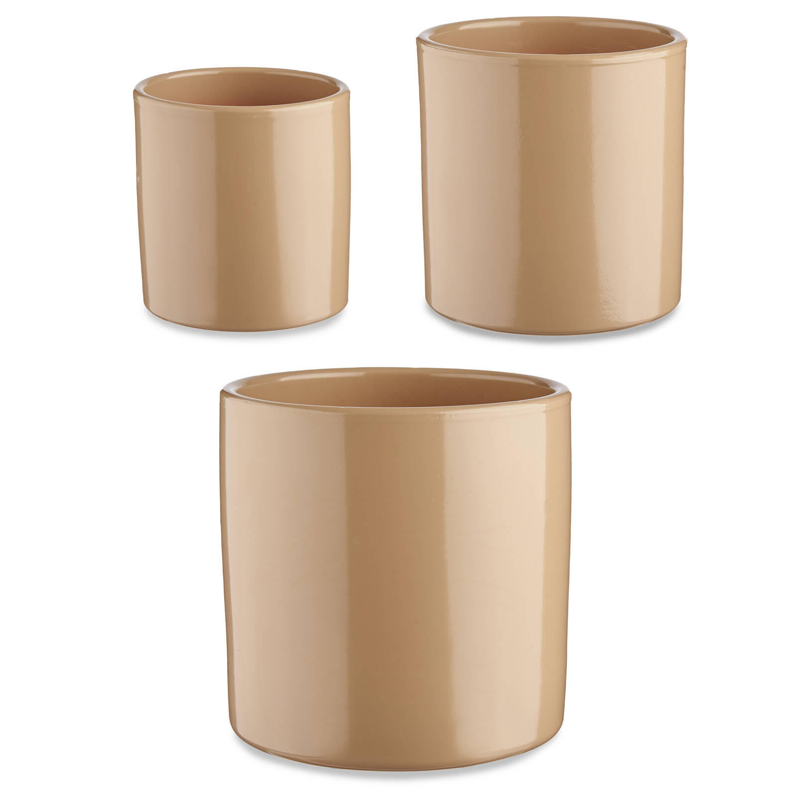 BLUMENTÖPFE Keramik 3er-Set - Beige, Keramik (22/19cm)
