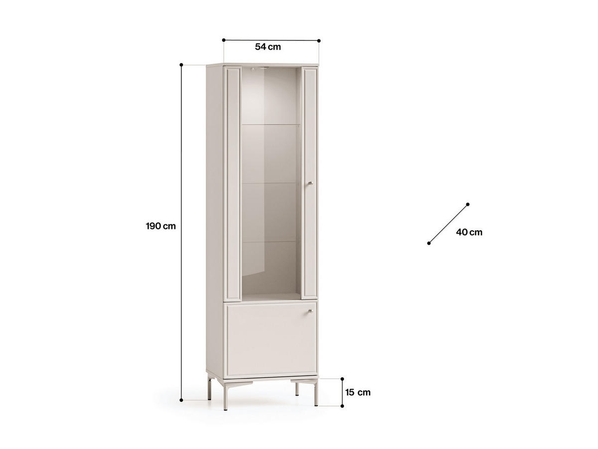 VITRINE – 54 cm – Sandro – Sandfarben - Sandfarben, Holzwerkstoff (54/190/40cm) - hi-markt