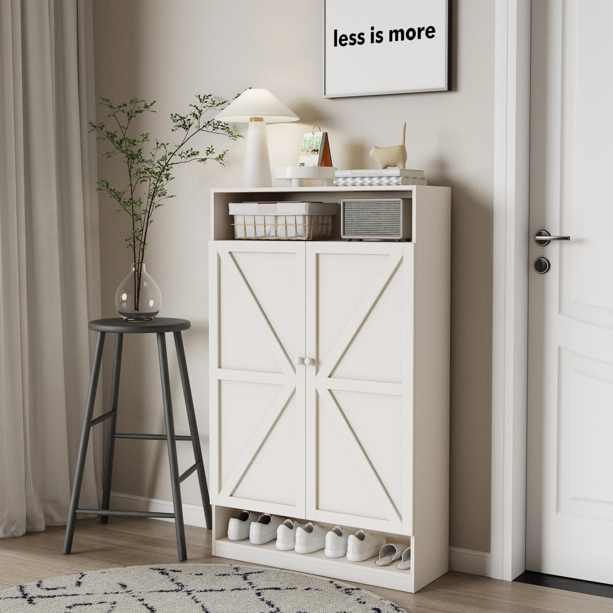 SCHUHSCHRANK aus MDF & Spanplatte in Weiß mit 8 Fächern - Weiß, Holzwerkstoff (80/141/40cm) - Modfu