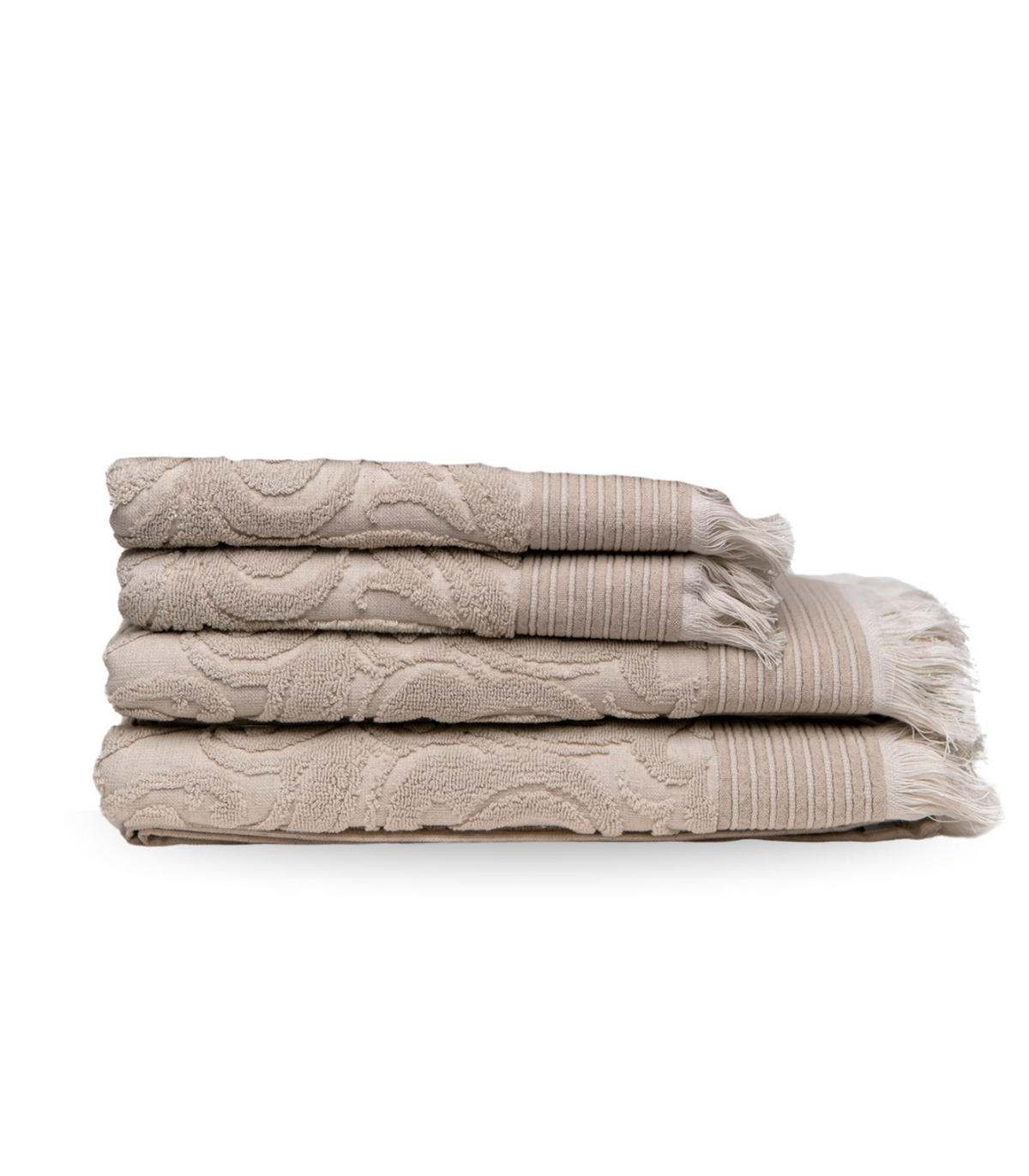 FROTTIERSET Harmony 4-teilig, Baumwolle - Beige, Textil (70/140cm) - SOWL