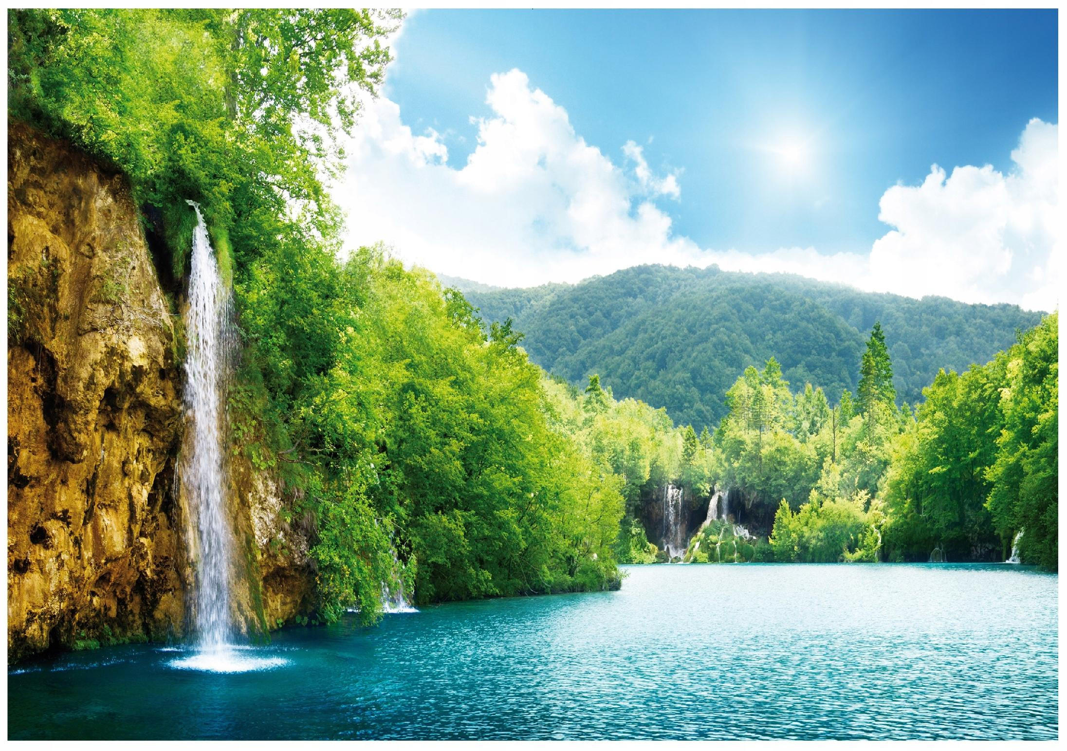 FOTOTAPETE Wasserfall 3D Natur 300x210 - Multicolor, Papier (300/210cm) - Wallarena