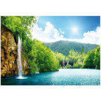 FOTOTAPETE Wasserfall 3D Natur 300x210 - Multicolor, Papier (300/210cm) - Wallarena