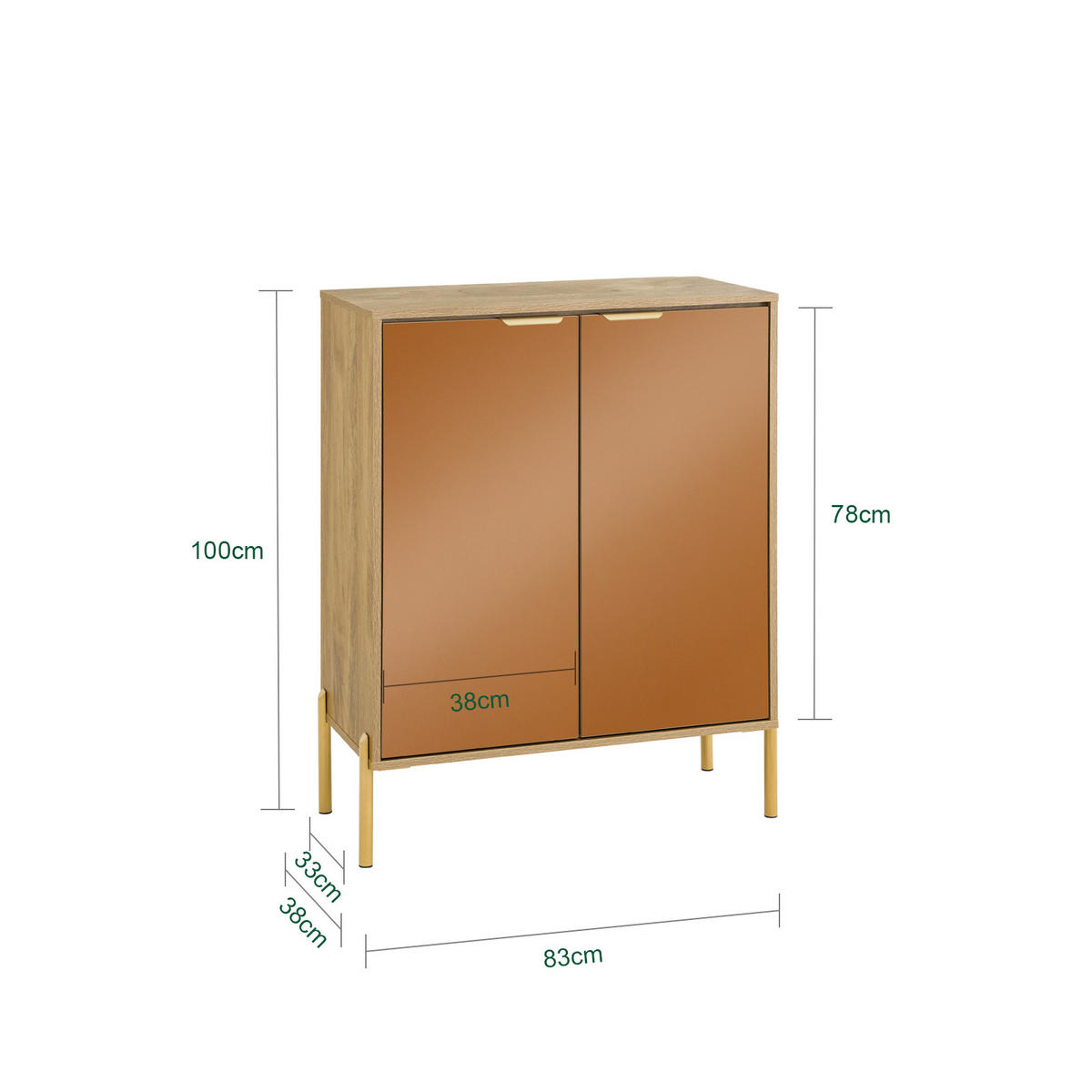 SCHUHSCHRANK Gold - Goldfarben, Glas/Holzwerkstoff (83/100/38cm) - SoBuy