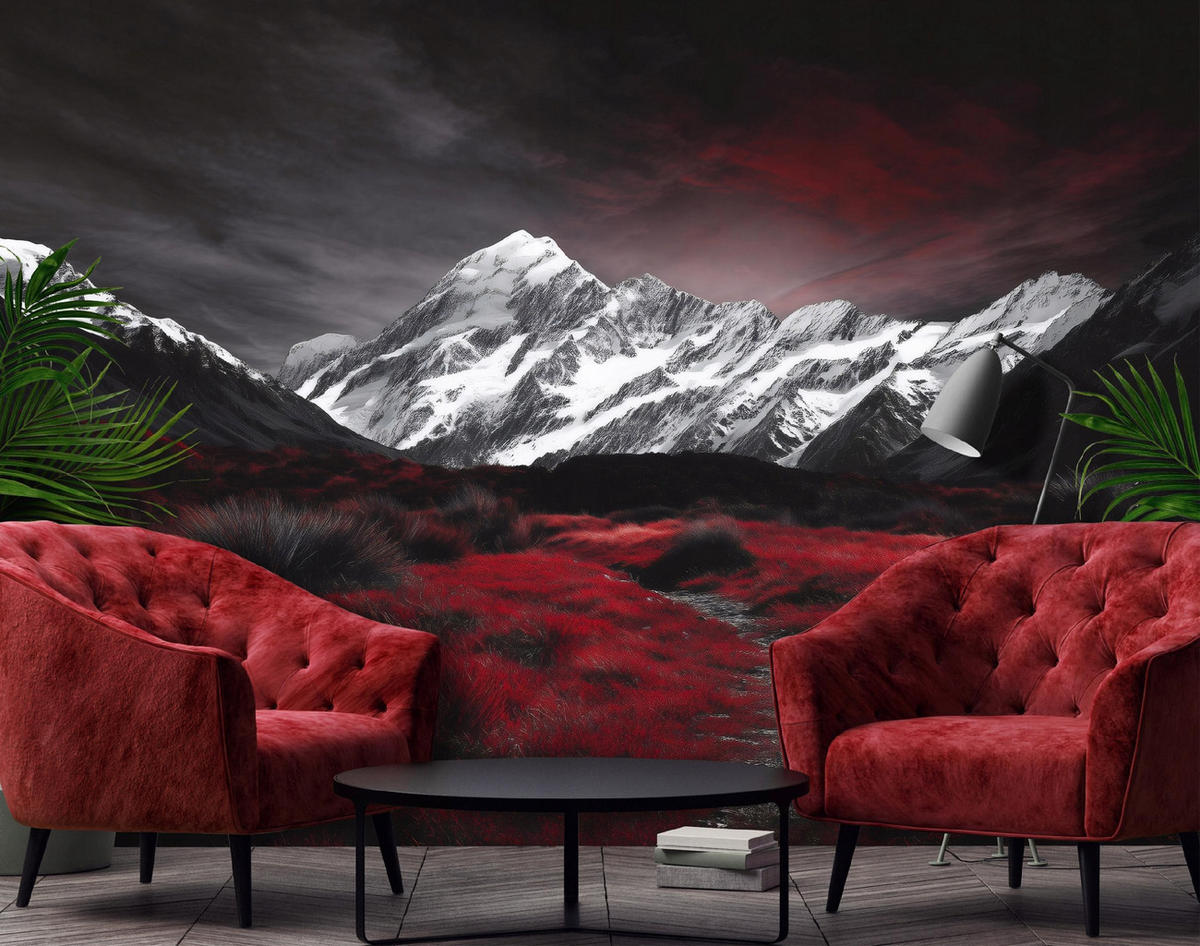 FOTOTAPETE Gebirge Natur Schwarz 250x175 cm - Multicolor, Papier (250/175cm) - Wallarena