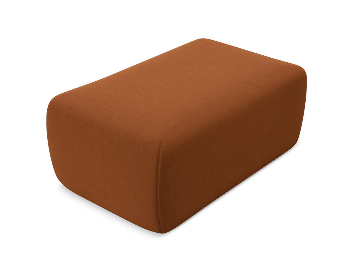 POUF Samt Stoff Orange - Terra cotta/Schwarz, Kunststoff/Textil (102/40/62cm) - Makamii