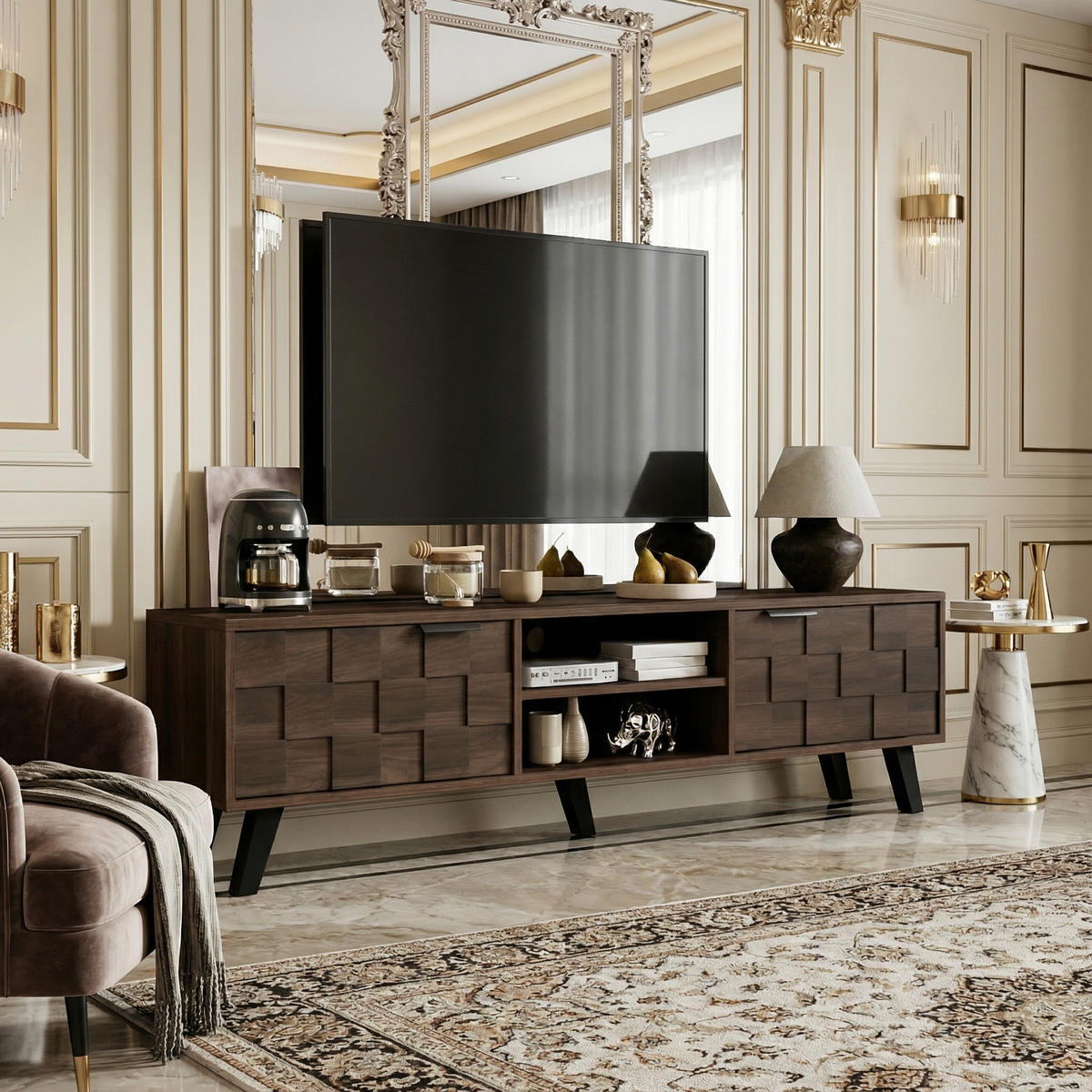 TV-SCHRANK 160 cm in Dunkel holz-Optik - Eichefarben, Holzwerkstoff (160/45/36cm) - Urban Meuble