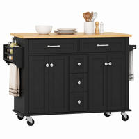 KUECHENWAGEN mit ausklappbarer Arbeitsplatte 140 cm Black/Natural - Schwarz, Holz (65/89/140cm) - Beauniv