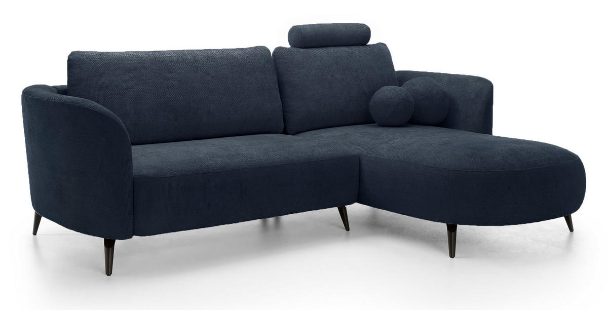 ECKSOFA auf Füßen Kendra 260 cm mit Schlaffunktion, Rechts, Dunkelblau - Dunkelblau, Holz (180/260cm) - Emporius