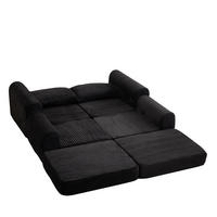 SCHLAFSOFA, Cord mit modularer Fußstütze, als Sofa & Bett, 243/194/53 cm, Schwarz - Schwarz, Textil (243/53/194cm) - Redom