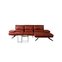 ECKSOFA FENICE Rot Leder - Rot/Schwarz, Leder (297/168cm) - KAWOLA