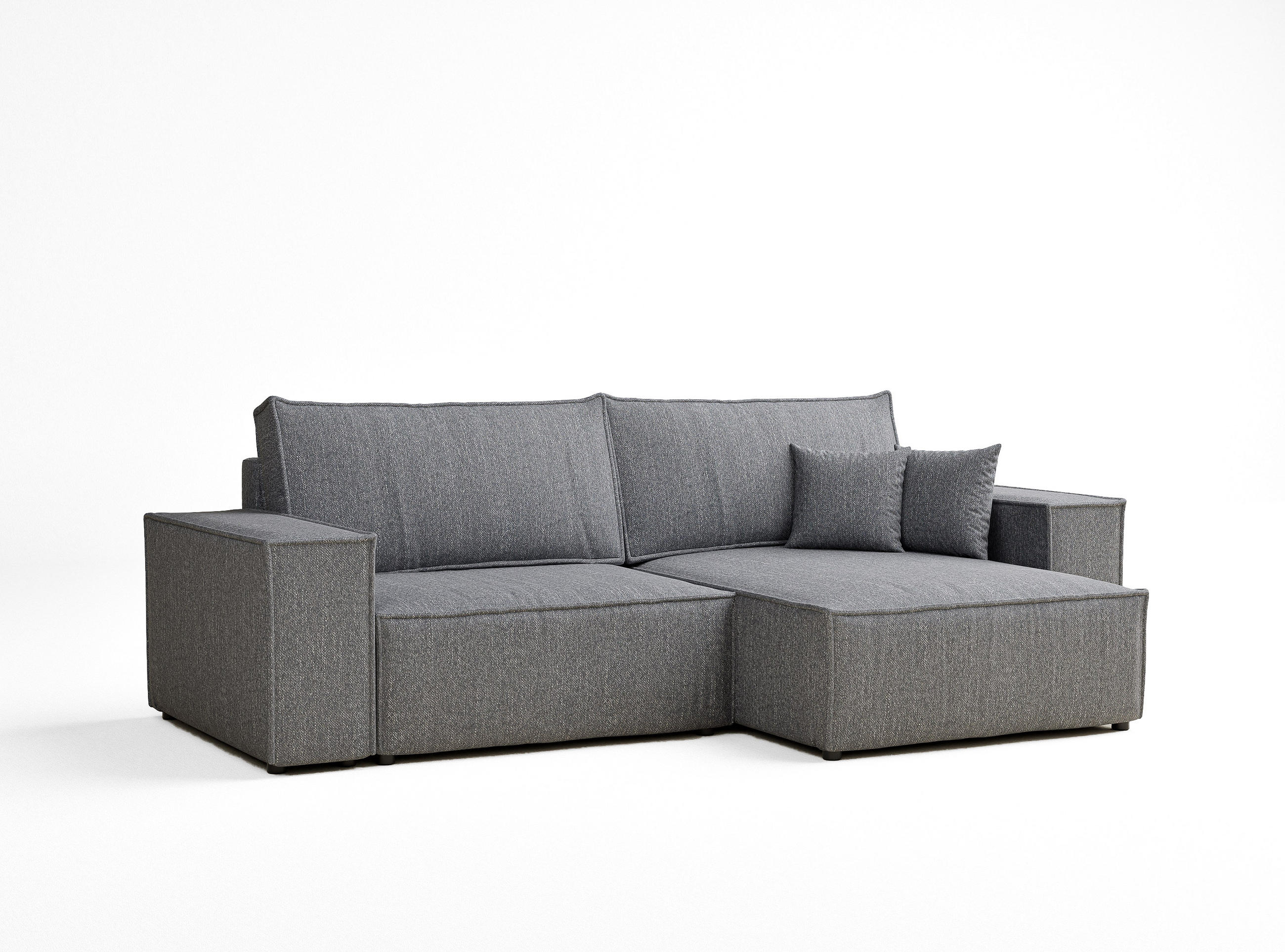 ECKSOFA MIT SCHLAFFUNKTION Zaya Grau Webstoff - Schwarz/Grau, Holz/Holzwerkstoff (255/148cm) - Maison de Reve
