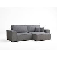 ECKSOFA MIT SCHLAFFUNKTION Zaya Grau Webstoff - Schwarz/Grau, Holz/Holzwerkstoff (255/148cm) - Maison de Reve