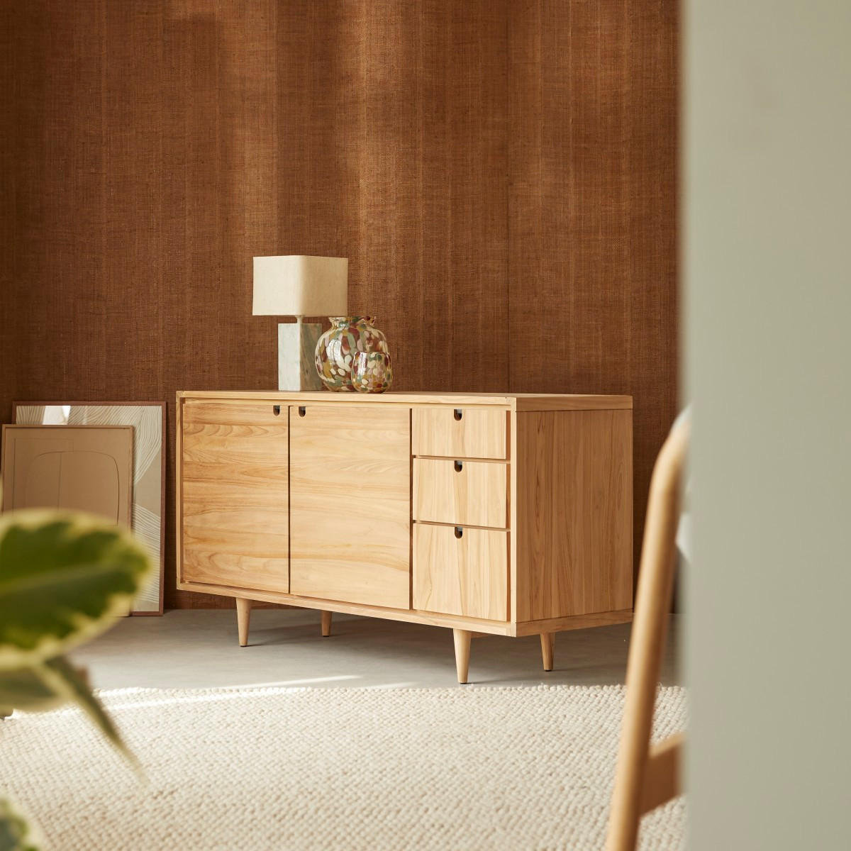 SIDEBOARD Jonàk Natur aus Teak - Naturfarben, Holz (145/76/45cm) - Tikamoon