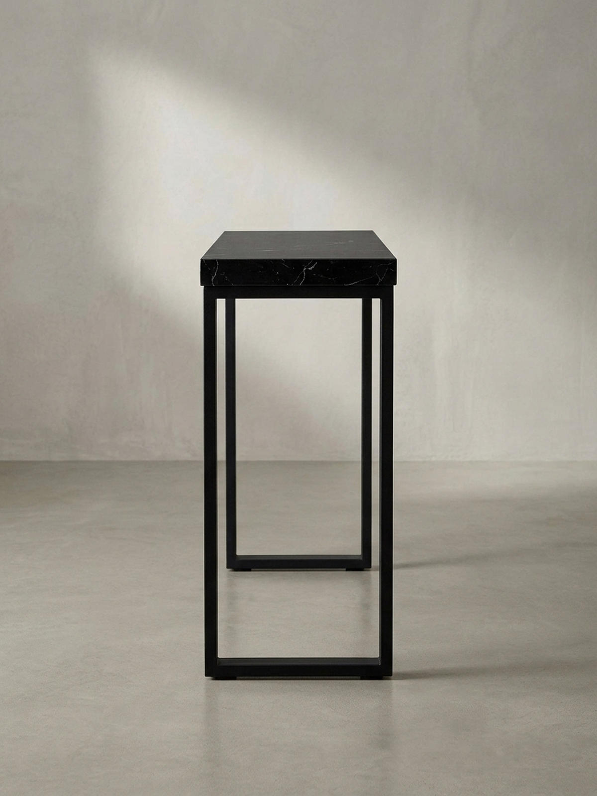 KONSOLENTISCH – Marmoroptik Schwarz, 120x40x76 cm, Hochglanz, Metallbeine - Schwarz, Holzwerkstoff/Metall (40/120/76cm) - KADIMA DESIGN