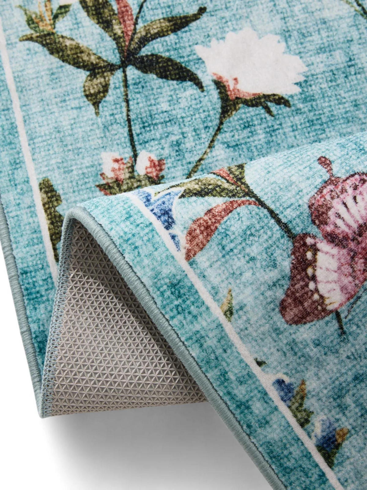 TEPPICH Milly waschbar Multicolor/Türkis 200/300 cm - Türkis/Multicolor, Kunststoff/Textil (200/300cm) - benuta