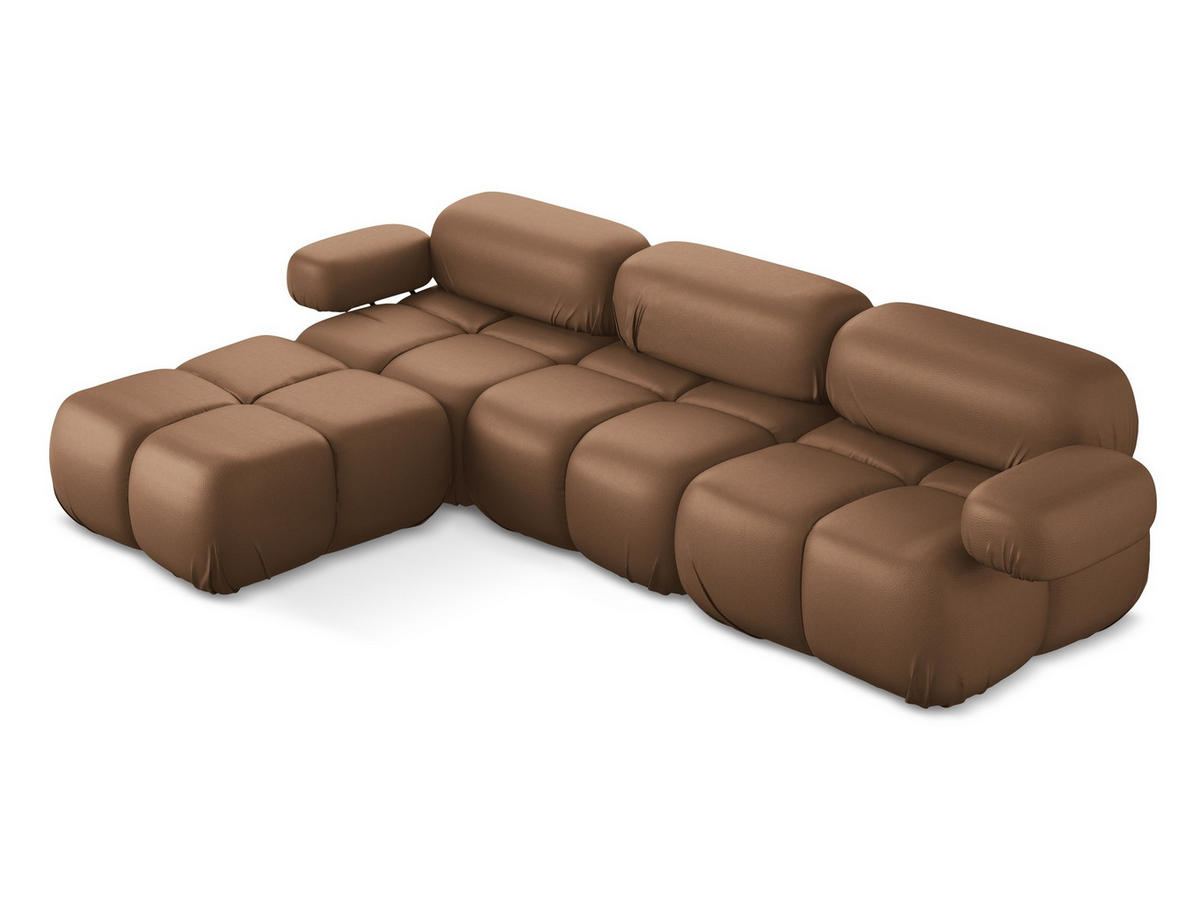 ECKSOFA Beidseitig Kunstleder Braun - Lila/Schwarz, Leder/Kunststoff (285/191cm) - Makamii