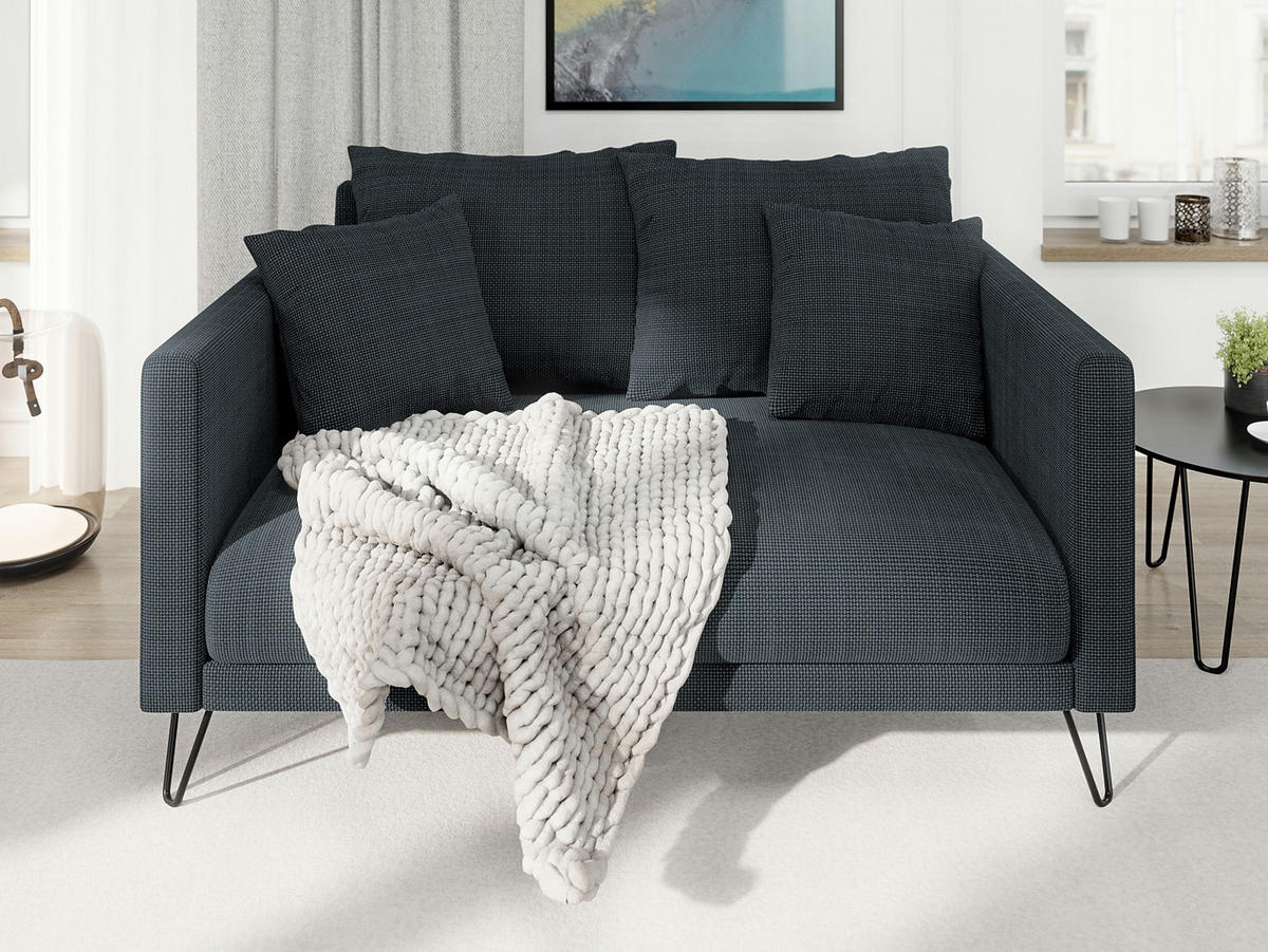 SITZGARNITUR 3+2+1 Harmony Graphit Chenille - Graphitfarben/Schwarz, Holz/Textil (200/85/100cm) - S-Style Möbel