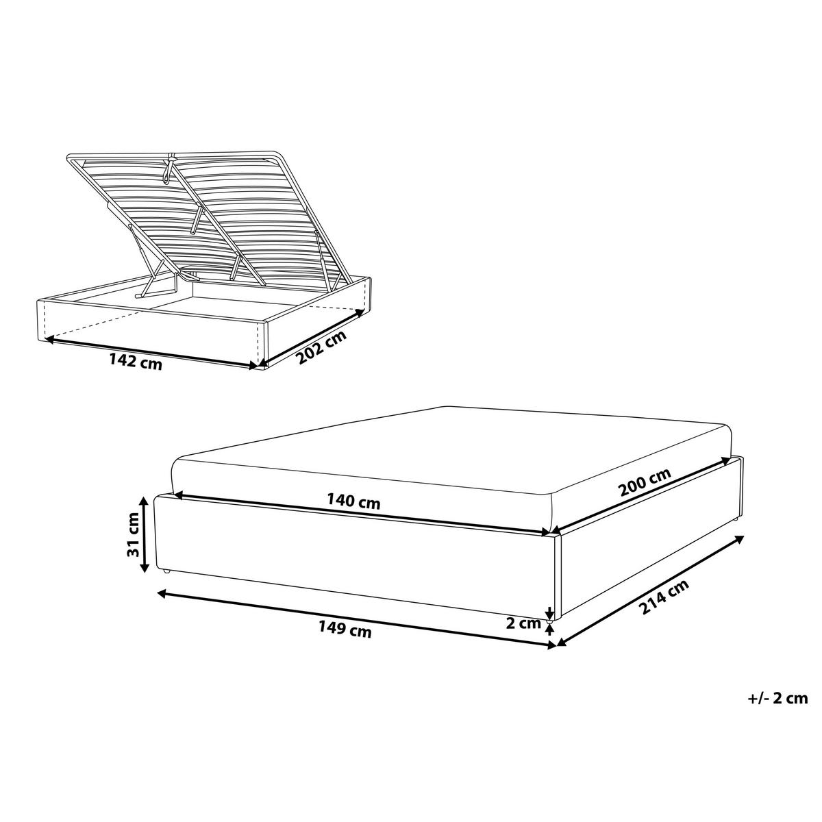 POLSTERBETT 140/200 cm Beige Dinan - Beige, Textil (140/200cm) - Beliani