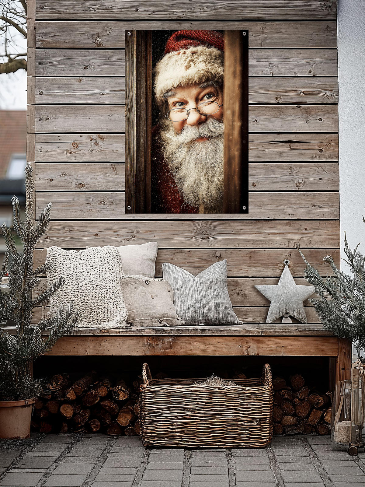 GARTEN-POSTER 60x90 cm Weihnachtsdeko: Weihnachtsmann - Beige, Kunststoff (60/90/2cm) - artissimo