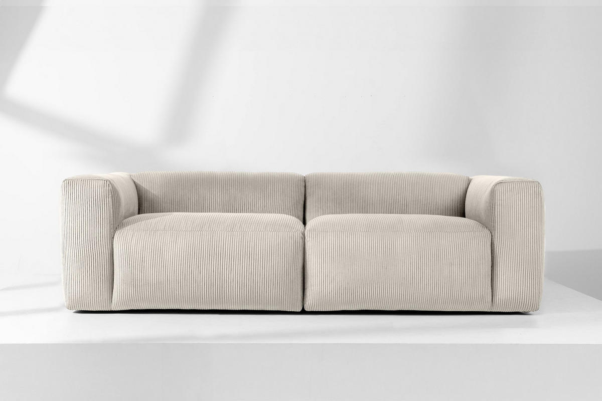 2,5-SITZER-MODULSOFA BUFFO mit extrem weicher und bequemer Sitzfläche, Kordstoff, cremefarben - Creme, Textil (250/73/96cm) - KONSIMO®