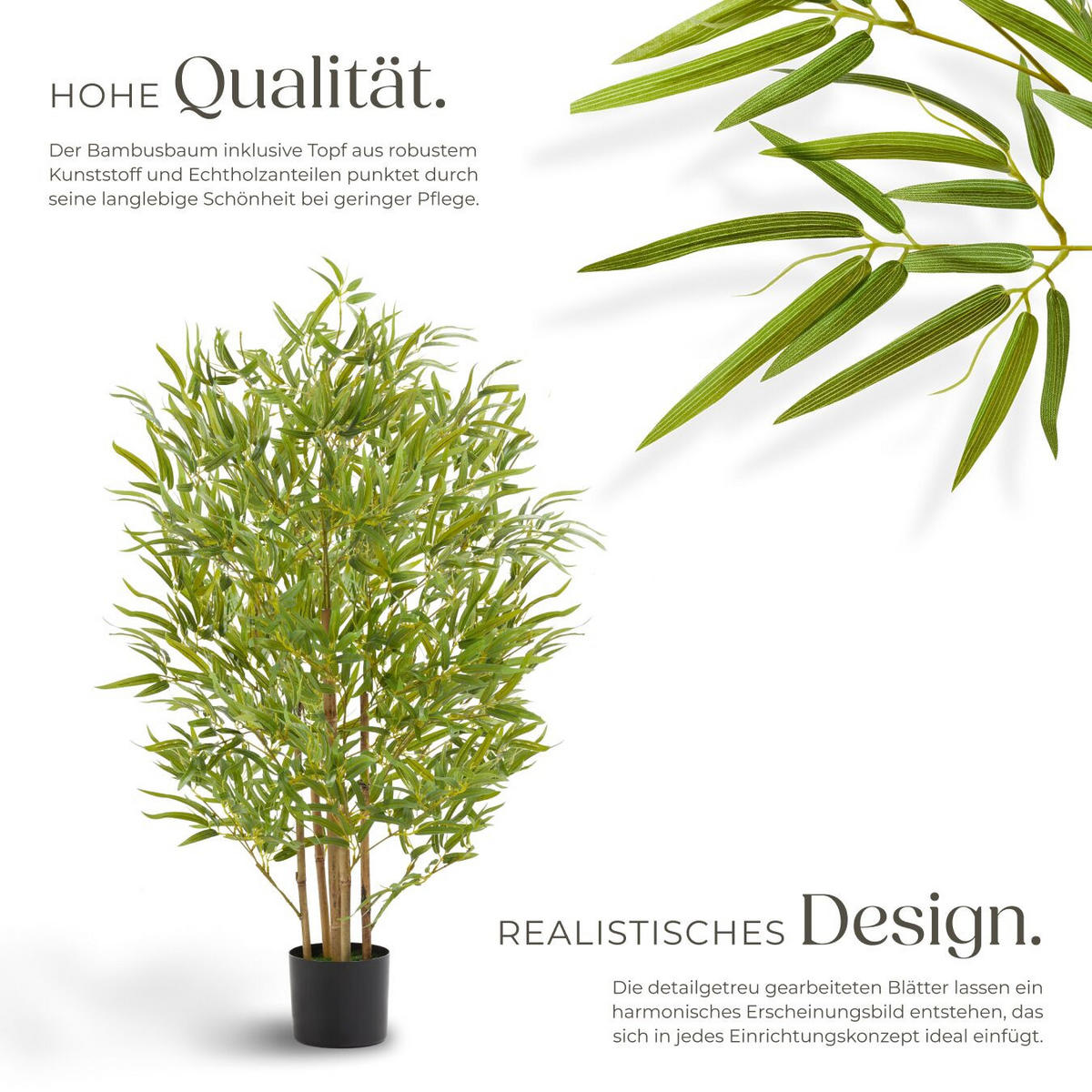 KÜNSTLICHER-BAMBUSBAUM Bambosa,stabiler Kunststoff-Blumentopf,grün - Grün, Kunststoff (120cm) - tectake