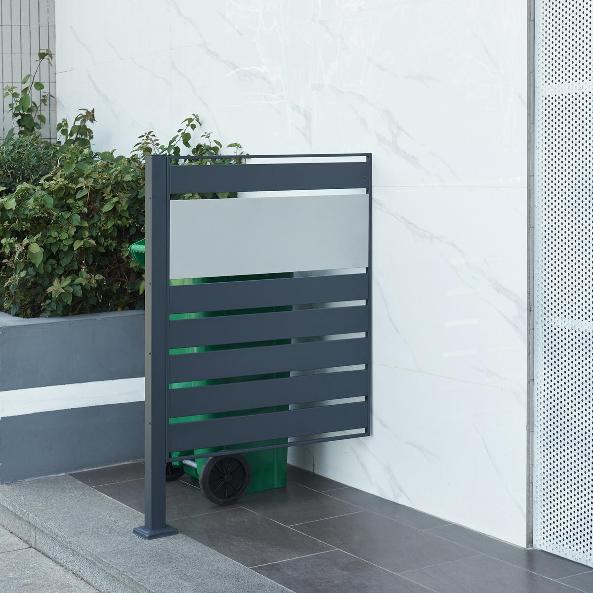 MÜLLTONNENBOX-ELEMENT Uusikaupunki - Anthrazit/Silberfarben, Metall (83/120/11cm) - [en.casa]