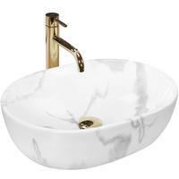 AUFSATZWASCHBECKEN Rea Amelia Marmo Shiny - Weiß, Keramik (34.5/13.5/48cm) - REA