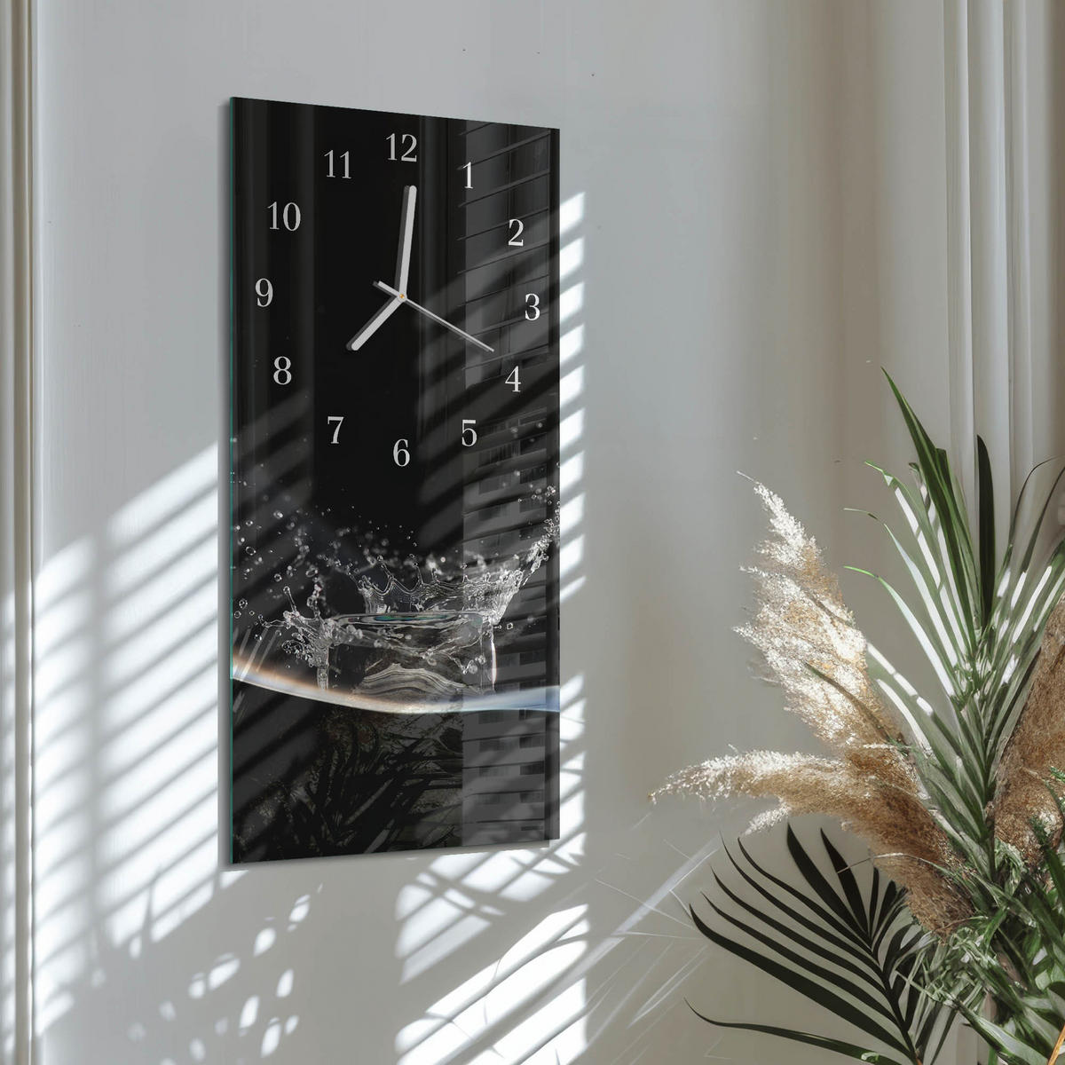 WANDUHR 30x60 cm - Weinfass - Schwarz, Glas (30/60/0.4cm) - TULUP