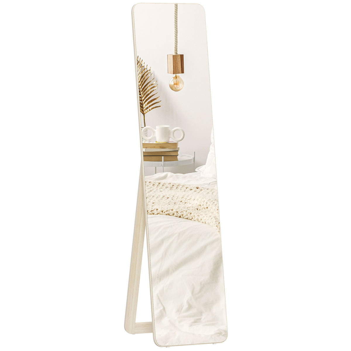 STANDSPIEGEL DE-17945 rechteckig mit Massivholzrahmen Natur - Naturfarben, Holzwerkstoff (37/156/43cm) - ComfortXL