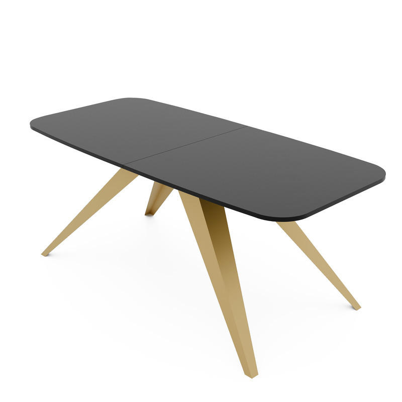 AUSZIEHTISCH FENTO 180/90/76 cm, Gold / Schwarz - Schwarz, Holzwerkstoff/Metall (90/180/76cm) - Idohome